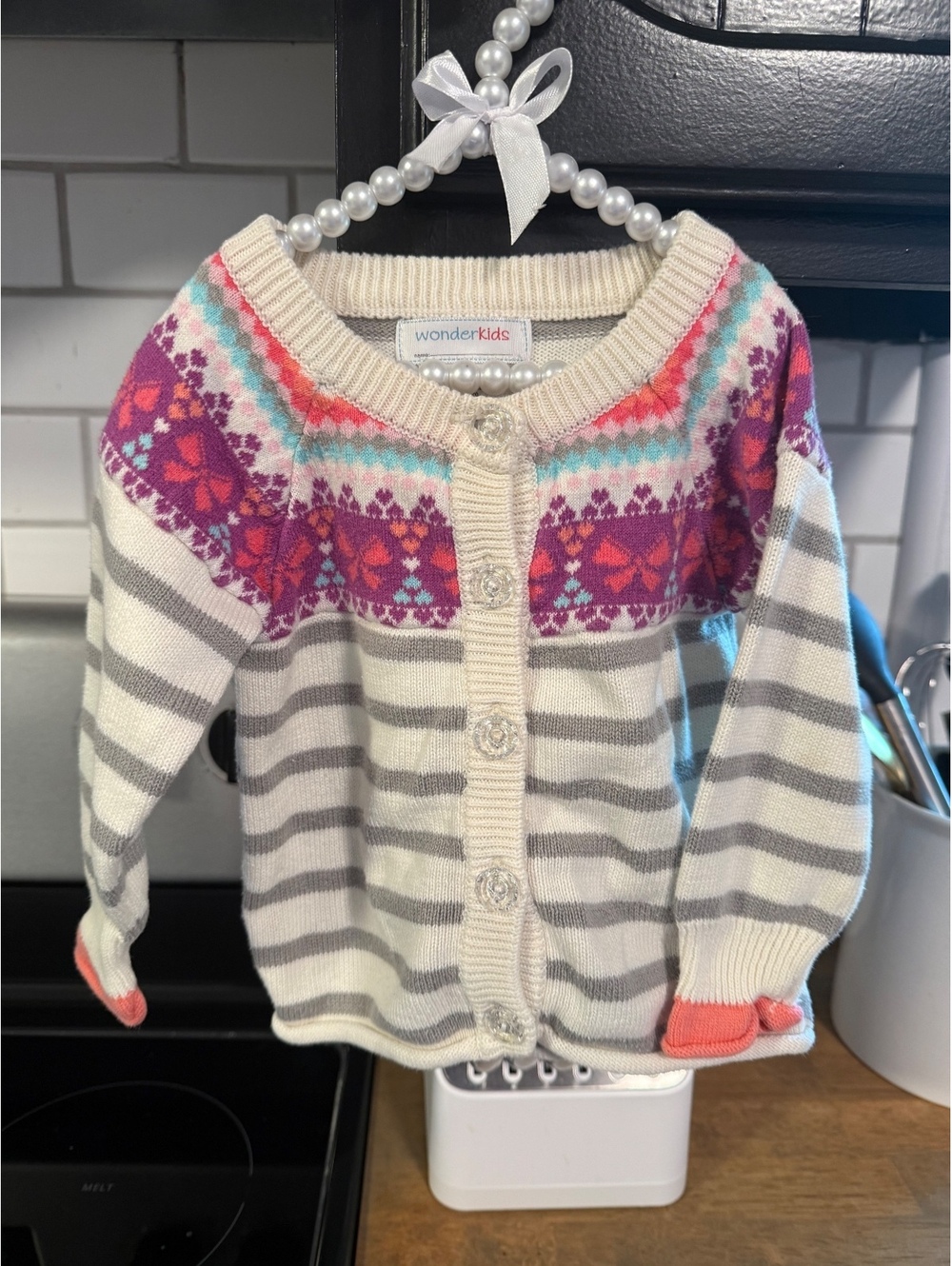 Wonderkids 12 Months Striped Fair Isle Cardigan